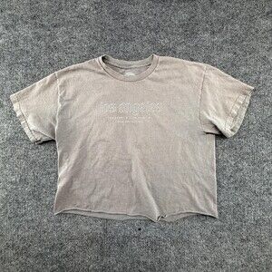 ALL Shirt Womens Medium Warm Grey Los Angeles Dove Graphic Cropped Tee Top